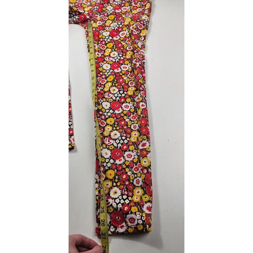 Kate spade dizzy bright floral unique fun teacher pants 27 EUC ankle crop skinny